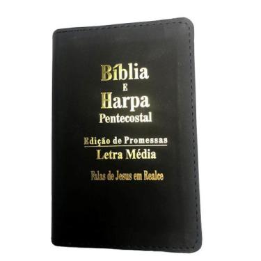 Imagem de Bíblia e Harpa Pentecostal RC - Letra Média - Capa Luxo Preta - King's