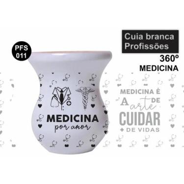 Imagem de Cuia de Madeira Branca Personalizada 360 Profissões - Medicina - Mix A