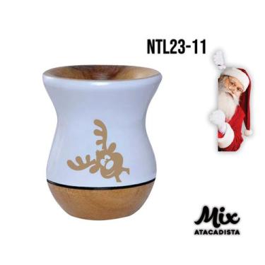 Imagem de Cuia de Madeira Premium Branca Personalizada Natal - Mix Atacadista, P