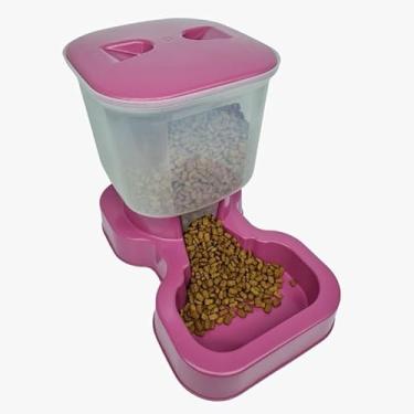 Imagem de Alimentador Automático para Animais de Estimação, Dispensador de Ração com Reservatório, Preto e Cinza (rosa)