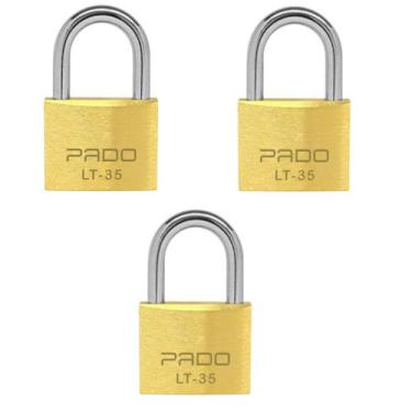 Imagem de Kit 3 Unidades Cadeado Latão 35mm Pado Segredos Diferetes, Cadeado Lat