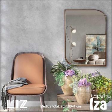 Imagem de Espelho Decorativo Iza com Moldura Lâmina De Madeira - Liz Decor, Pret