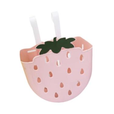 Imagem de Colaxi Cesto de bicicleta infantil cesto de triciclo cesto fofo infantil guidão de cestas de bicicleta pendurado para andar de ao ar livre, Rosa