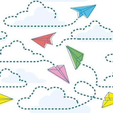 Imagem de Papel De Parede Adesivo Quarto Infantil Aviãozinho Nuvem 5m