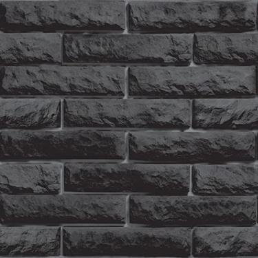 Imagem de Papel De Parede Adesivo Tijolo Tijolinho Preto 3m