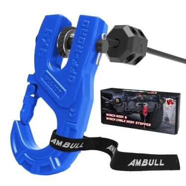 Imagem de AMBULL Gancho de guincho de reboque de 3/20.3 cm com rolha de cabo, gancho de guincho 10T, gancho de guincho de aço forjado resistente, força máxima de 14.500 kg, conjunto de gancho de clipe de gancho
