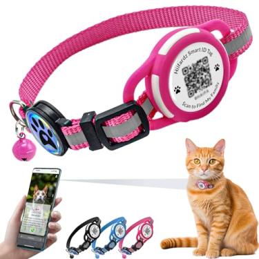 Imagem de Coleira de gato AirTag, coleira reflexiva para gatinhos com suporte e sino à prova d'água para Apple AirTag, etiqueta de identificação de animal de estimação de silicone com código QR, perfil online