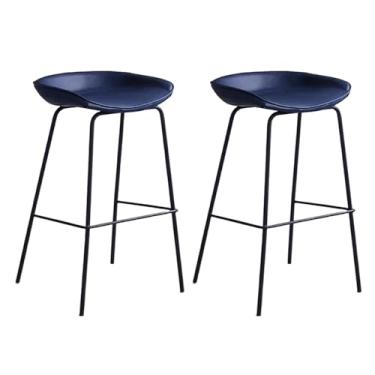 Imagem de Lzyjckh Conjunto de 2 bancos de bar, Cadeiras altas modernas de balcão de bar Bancos de bar de altura de balcão para ilha de cozinha, balcão, sala de jantar,Blue,75 cm high