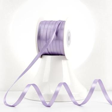Imagem de MEEDEE Fita roxa 1/10.2 cm Lux dupla face cetim 100 metros fita de lavanda fina de cetim para artesanato, embrulho de presente, ornamentos, decoração de férias, laço de cabelo, casamento, aniversário