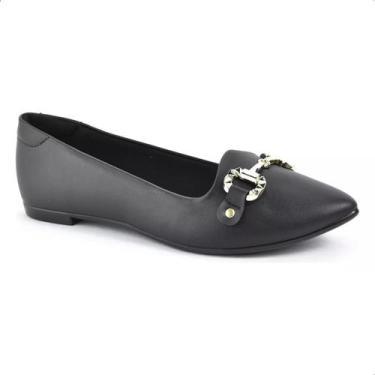 Imagem de Sapatilha Feminina Moleca Detalhe Dourado Confortável, 37, Preto