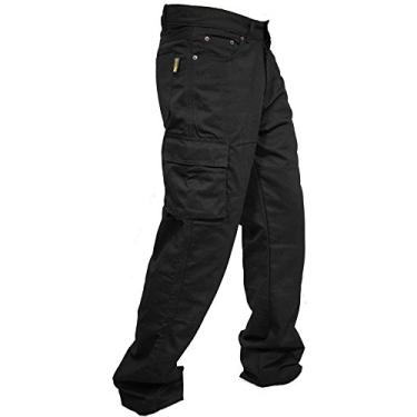 Imagem de newfacelook Calça cargo de motocicleta masculina reforçada para trabalho com forro protetor de aramida calça de motociclista blindada preta