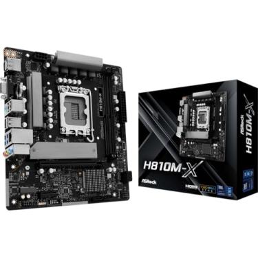 Imagem de ASRock H810M-X Intel Core Ultra (Série 2) LGA1851 DDR5 até 6400MHz M.2 Key E para WiFi 128GB SATA3 6.0 Gb/s Micro ATX Placa-mãe PCIe 4.0 H810 2.5G LAN USB3.2