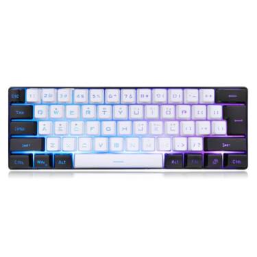 Imagem de GOWENIC Teclado mecânico para jogos G61, 61 teclas RGB LED retroiluminado com fio, compacto, teclado de escritório ergonômico para 98 NT 2000 para 7 8 10 para laptop OS X (branco)