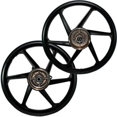 Imagem de Par de rodas de alumínio liga leve freio a tambor NXR125 NXR150 NXR160