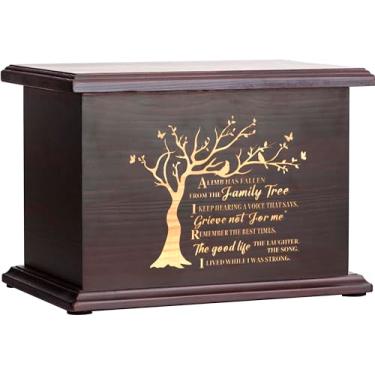 Imagem de PREKIAR Urnas De Cremação Para Cinzas Urna Madeira Memorial Humanas Adulto Masculino Feminino Grandes Funerárias Lembrança Árvore Da Vida Caixa E Caixão Suporta Até 220 Libras (Estilo Horizontal 1)