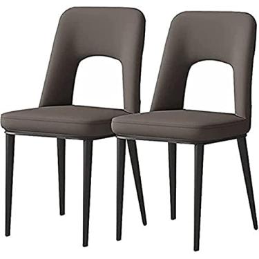 Imagem de Cadeira de jantar, cadeira de jantar, cozinha, sala de jantar, cadeiras de cozinha, cadeiras de jantar, conjunto de 2 cadeiras modernas de couro fosco sintético, pernas de aço carbono estofadas