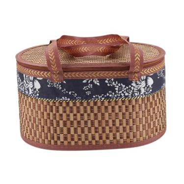 Imagem de Generic Cesto de armazenamento de alimentos dobráveis ​​com tampa rústica para uso ao ar livre 11.8x7.8x6.3inch Decorativo versátil recipiente de frutas