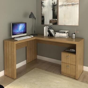 Imagem de Mesa para Escritório 113x138,5cm em L com 2 Gavetas ME4129 - Tecnomobi