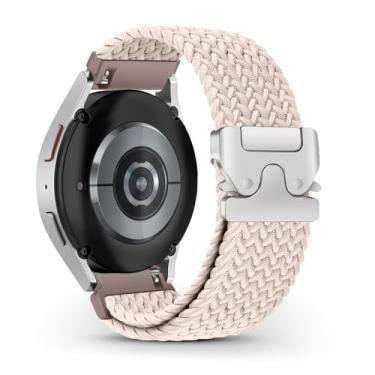 Imagem de RoYiio Pulseira de nylon para Samsung Galaxy Watch 7 FE 6 5 4 mm de 44 mm e 44 mm, respirável, macio, confortável, tecido de 20 mm para Garmin Vivoactive 5/Forerunner 165/Vivomove Trend - Milk Tea