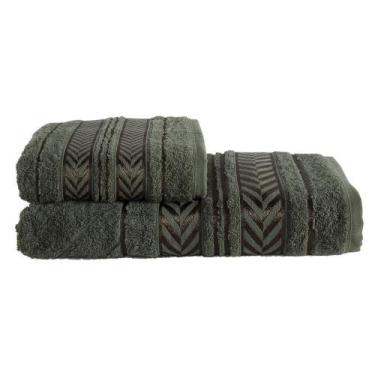 Imagem de Toalhas Banho e Rosto Zion Verde - 100% Algodão - 2 Peças - Dianneli