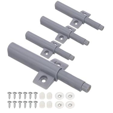 Imagem de PATIKIL Trava magnética de empurrar, 4 peças, trava de porta de apertar para abrir, ferragens de gabinete, fecho, trava de pressão para armário, gaveta, cozinha, guarda-roupa, cinza