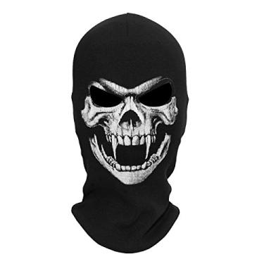 Imagem de WTACTFUL Máscara assustadora, caveira, fantasma, morte, balaclava, acessório para cabeça para motocicleta, cosplay, fantasia de Halloween, festa nº 4