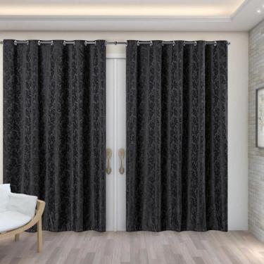Imagem de Cortina Sala Quarto Semi Blackout Jacquard Preto 6,00X2,80 - B.F Confe