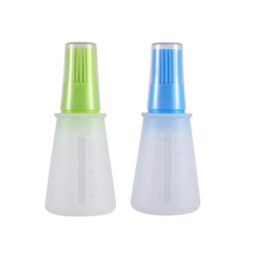 Imagem de Duehut HLLMX 2 peças escova de garrafa de óleo de silicone portátil garrafa de óleo escova de churrasco grelha de cozimento de silicone óleo de pastelaria, mel, garrafa de molho, escova de silicone