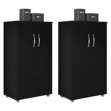 Imagem de Kit 2 Armários Organizador Multiuso Rosana 2 Portas Preto