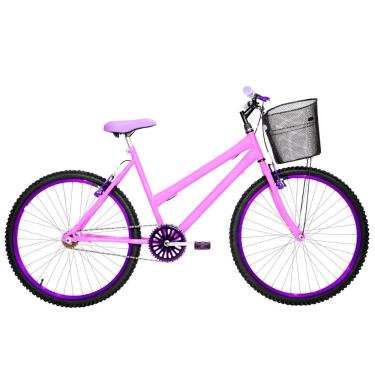 Imagem de Bicicleta Feminina Aro 26 Mtb Alumínio Colorido Cor Rosa E Violeta