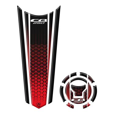 Imagem de Adesivo Protetor Tanque E Bocal Gravatona Honda Cb 250 Acima 2018 Vermelho