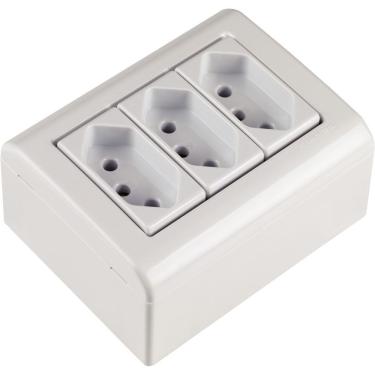 Imagem de Caixa De Sobrepor Com 3 Tomadas 2p+t 20 A 250 V Tramontina Lizflex Branca Tramontina