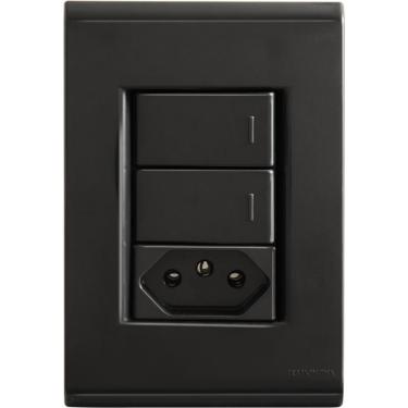 Imagem de Kit 4x2 Com 2 Interruptores Simples 10 A 250 V E 1 Tomada 2p T 10 A 250 V Tramontina Liz Grafite