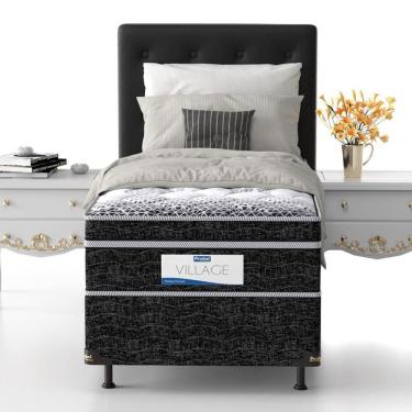 Imagem de Cama Box Solteirão Castor Revolution Com Molas Ensacadas 66x100x200cm Branco Com Bege