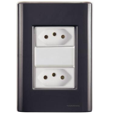 Imagem de Cj Duas Tomadas Dupla 10a Giz Grafite Tramontina Completo Pronto Tramontina