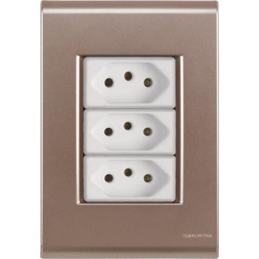 Imagem de Cj Três Tomadas Tripla 10a Liz Ouro Velho Tramontina Completo Pronto Tramontina