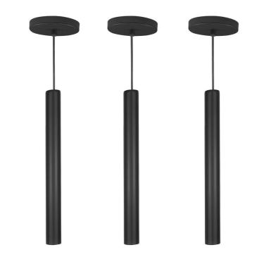 Imagem de Kit 3 Pendente Tubo Palito Moderno 45cm - Preto
