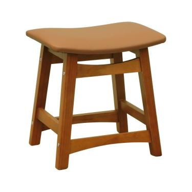 Imagem de Banco Baixo Confort Madeira Maciça Assento Anatômico - Amêndoa Estofado Corano Caramelo