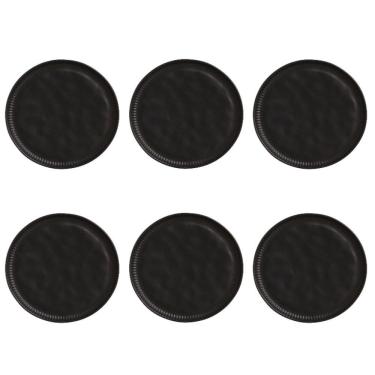 Imagem de Conjunto De Pratos Rasos 06 Peças Linhas Preto Matte Porto Brasil