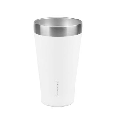 Imagem de Copo Térmico Tramontina Exata Em Aço Inox Branco Sem Tampa 550 Ml