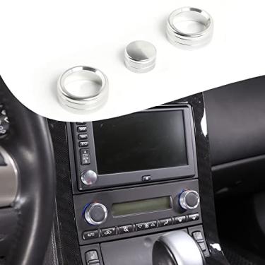 Imagem de Lcojicep Decoração de anel de botão de carro compatível com Corvette C6 Z06 ZR1 2007-2013 liga de alumínio ar condicionado interruptor de volume botão acessórios de acabamento (prata)