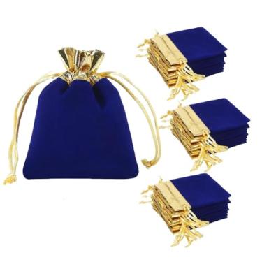 Imagem de zmgmsmh 10 x 12 cm, azul, 30 peças, sacos de presente de veludo com cordão com bordas douradas para pequenas bolsas de joias de presente, lembrancinhas de casamento, sacos de dados (10 x 12 cm azul