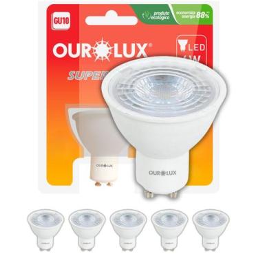 Imagem de 5 Lâmpadas LED Dicróica Ourolux 4w Gu10 Bivolt 2700K Cor da Luz Amarel