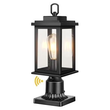 Imagem de VIANIS Postes De Iluminação Externa, Luzes Negras Do Anoitecer Ao Amanhecer, Poste Com Vidro Temperado, Para Áreas Externas, Entrada Veículos, Entrada, Antiferrugem, Alumínio (Com Fiação, Sem Energi