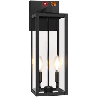 Imagem de BesLowe Luminária De Parede Externa Com Sensor Movimento Atualizado, Arandela Grande 18" Para Varanda, Do Anoitecer Ao Amanhecer, 3 Modos Iluminação, Montagem Externa, Área Garagem, Preta