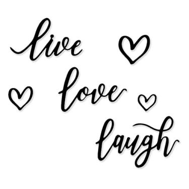 Imagem de Xedatric Arte De Parede Metal Com 6 Peças "Live, Laugh, Love" E Detalhes Em Coração - Conjunto Letras Rústicas Fazenda Para Decoração Quarto, Banheiro Sala Estar