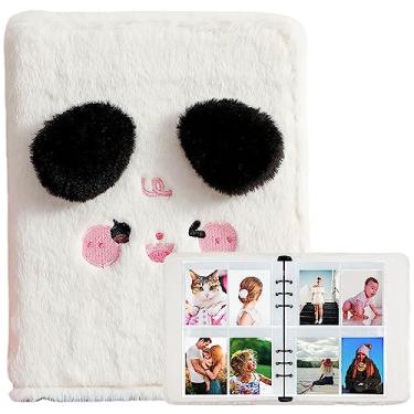 Imagem de SZHTSWU Álbum De Fotos Pelúcia Com Fichário A5, Desenho Animado, 20 Capas Internas 3" Para Fotos, Folhas Soltas, Recarregável, 6 Argolas, Capa Guardar Cartões (Cachorro Branco)