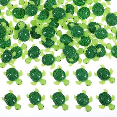 Imagem de Quilax 60 mini tartarugas de resina, estatuetas de tartaruga minúsculas verdes, pequenos animais de resina para jardim, aquário, artesanato DIY, decoração de casa e enfeites de festa