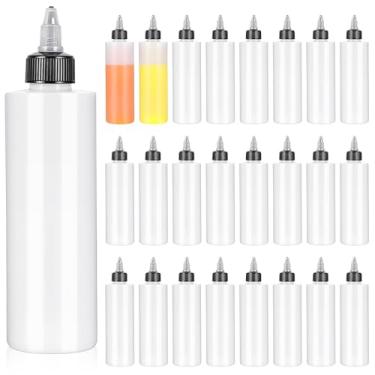 Imagem de MAQUITA Pacote com 24 frascos de condimento de plástico de 250 ml com tampas giratórias, frascos de esguicho multiuso para molho de churrasco, óleo de xarope de artesanato para grelhar, 250 ml