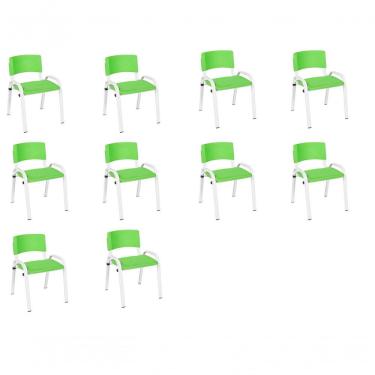 Imagem de Kit 10 Cadeira Iso Infantil Creche, Escola Base Branco Verde Claro